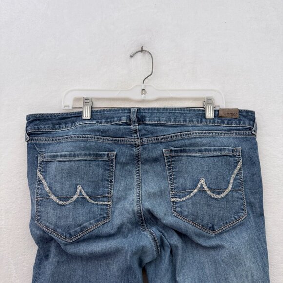 Ariat Jeans Womens 33R (36x30) Blue Bootcut Stretch Western Embellished Whisker - Picture 13 of 14